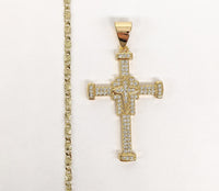 Plated Cross 2mm Star Chain Necklace