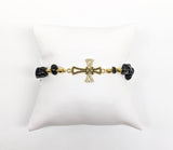 Plated Cross with Stones Bracelet
