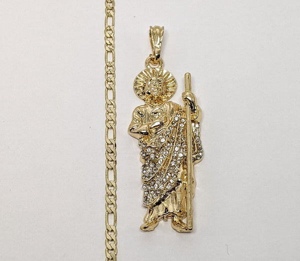 Plated Saint Jude 3mm Figaro Chain Necklace