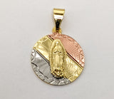 Plated Tri-Color Virgin Mary Pendant