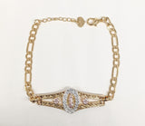 Plated Tri-Color Virgin Mary Adjustable Bracelet*