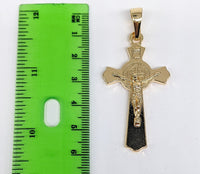 Plated Cross with Saint Benedict Pendant