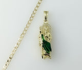Plated Dainty Multicolor Saint Jude 14K 3mm Cuban Chain Necklace