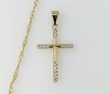 Plated Small Cross 14K Twist Chain Necklace