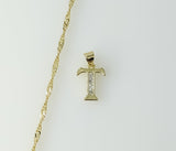 14K gold plated dainty chain twist necklace with letter "T" pendant.

Gold plated dainty chain twist necklace with lette