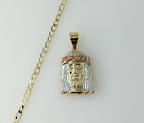 Plated Tri-Color Jesus 14K 3mm Cuban Chain Necklace