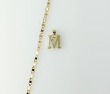 Plated Dainty Letter "M" 3mm Flat Mariner Anchor Chain Necklace