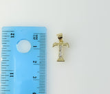 A small silver plated pendant in the shape of a stylized letter "T".
A delicate silver plated pendant featuring a minima
