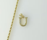 Plated sterling silver dainty rope braided chain necklace with letter "U" pendant.

Silver plated rope braided chain nec