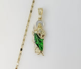 Plated Small Multicolor Saint Jude 2mm Star Solid Chain Necklace