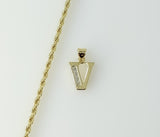 Plated Dainty Letter "V" 2mm Rope/Braided Chain Necklace