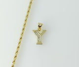 Plated Dainty Letter "Y" 2mm Rope/Braided Chain Necklace