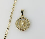 Plated Dainty Virgin Mary 3mm Flat Mariner Anchor Chain Necklace