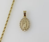 Plated Dainty Virgin Mary 2mm Rope/Braided Chain Necklace