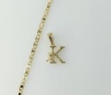 Plated Dainty Letter "K" 3mm Flat Mariner Anchor Chain Necklace