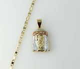 Plated Tri-Color Jesus 3mm Flat Mariner Anchor Chain Necklace