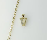 Plated Dainty Letter "V" 14K 3mm Cuban Chain Necklace