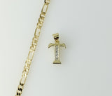 Plated silver dainty letter T necklace with a figaro chain design.

Plated silver dainty chain necklace with a small let
