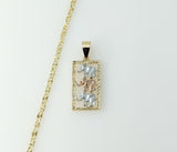 Gold plated star-shaped chain necklace with elephant accents and three-link design.

Gold plated three-link chain neckla
