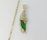Plated Small Multicolor Saint Jude 14K 3mm Cuban Chain Necklace