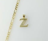 Plated Dainty Letter "Z" 3mm Figaro Chain Necklace