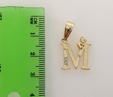 Plated Dainty Letter "M" Virgin Mary Double Pendants 3mm Flat Mariner Anchor Chain Necklace