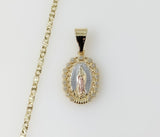 Plated Dainty Tri-Color Virgin Mary 2.5mm Star Chain Necklace