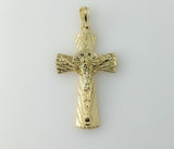Plated Cross Jesus Crucifix Pendant Optional 14K 3mm-4mm Rope Chain Necklace