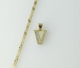 Plated Dainty Letter "V" 2mm Star Solid Chain Necklace