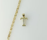 A 3mm star chain necklace featuring a small plated letter T pendant in a delicate style.