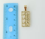 A stylized gold plated elephant pendant with intricate details.
A delicate gold plated elephant figurine on a star shape