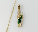 Plated Dainty Multicolor Saint Jude 14K Twist Chain Necklace