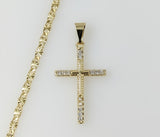 Plated Small Cross 3mm Star Chain Necklace