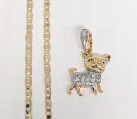 Plated Dog Pendant and Chain Set
