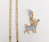 Plated Dog Pendant and Chain Set