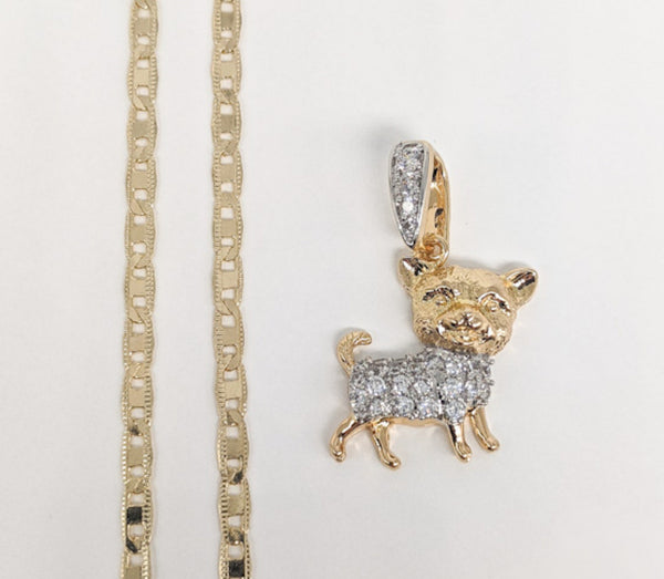 Plated Dog Pendant and Chain Set