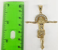 Plated Cross 4mm 14K Diamond Figaro Chain Necklace