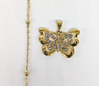 Plated Butterfly Pendant and Chain Set