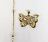 Plated Butterfly Pendant and Chain Set