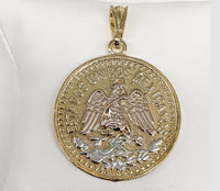 14K Plated Tri-Gold Mexican Centenario Coin 50 Pesos Pendant